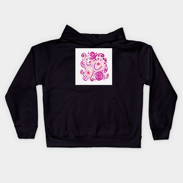 Pink Purple Abstract Line Art Kids Hoodie by OneLook